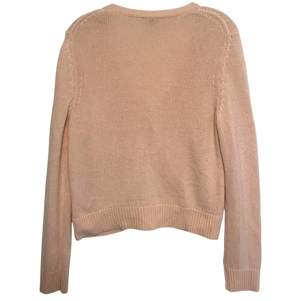 Talbots Pink Lambswool Cardigan Womens Medium V-Neck Soft Blush Button Sweater - Picture 4 of 9
